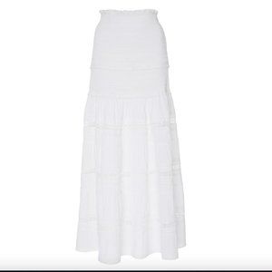 LoveShackFancyOlive Smocked Broderie-detailed